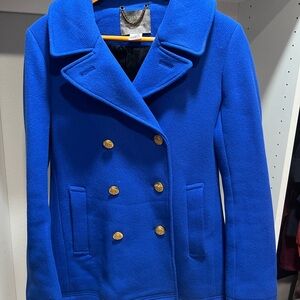 J. Crew Royal Blue Pea Coat with Gold Buttons